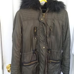 Forever 21 Olive Jacket with Hood Size Medium